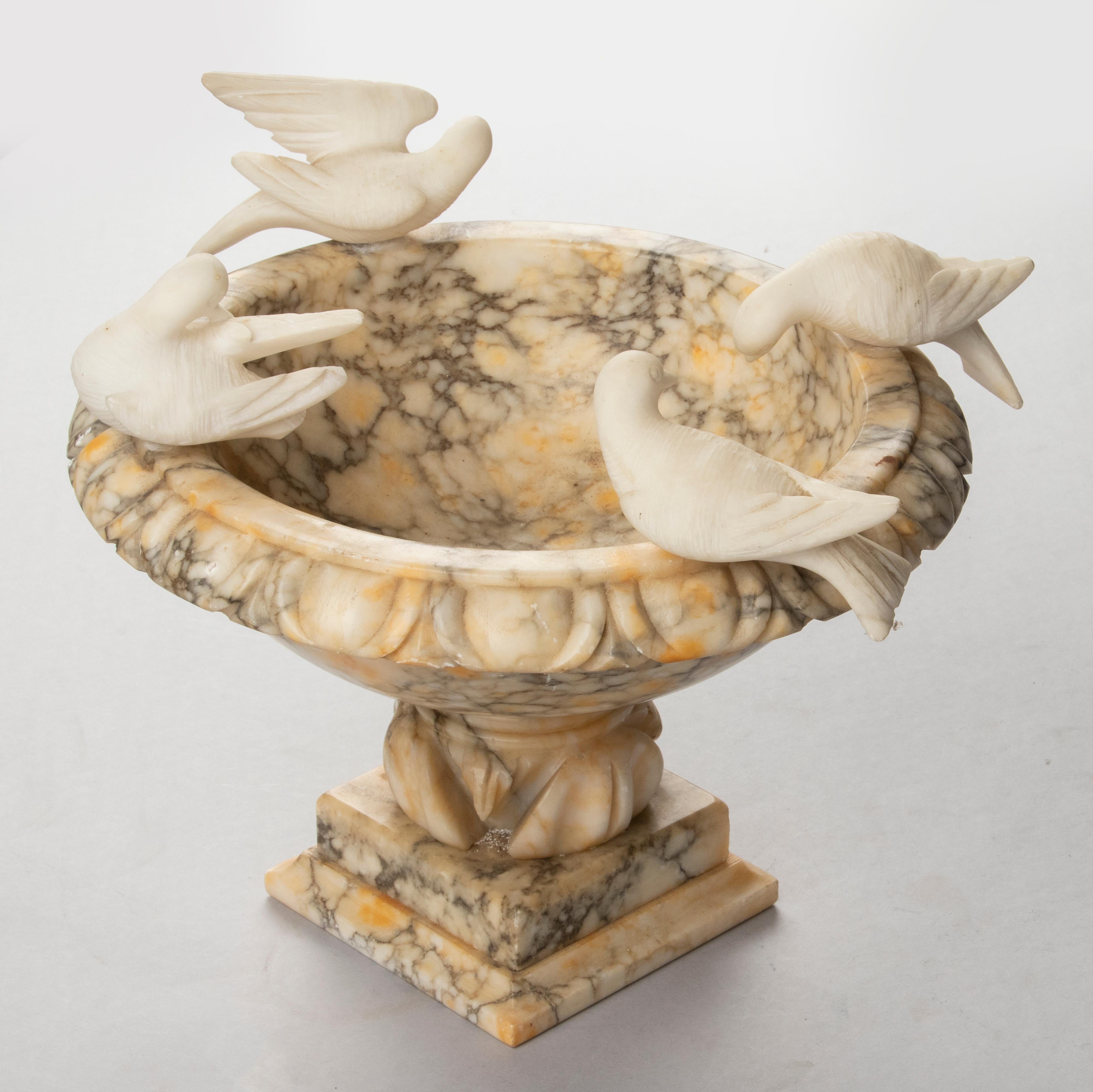 Mid-Century Modern Decorative Vintage Marble Bowl with Birds