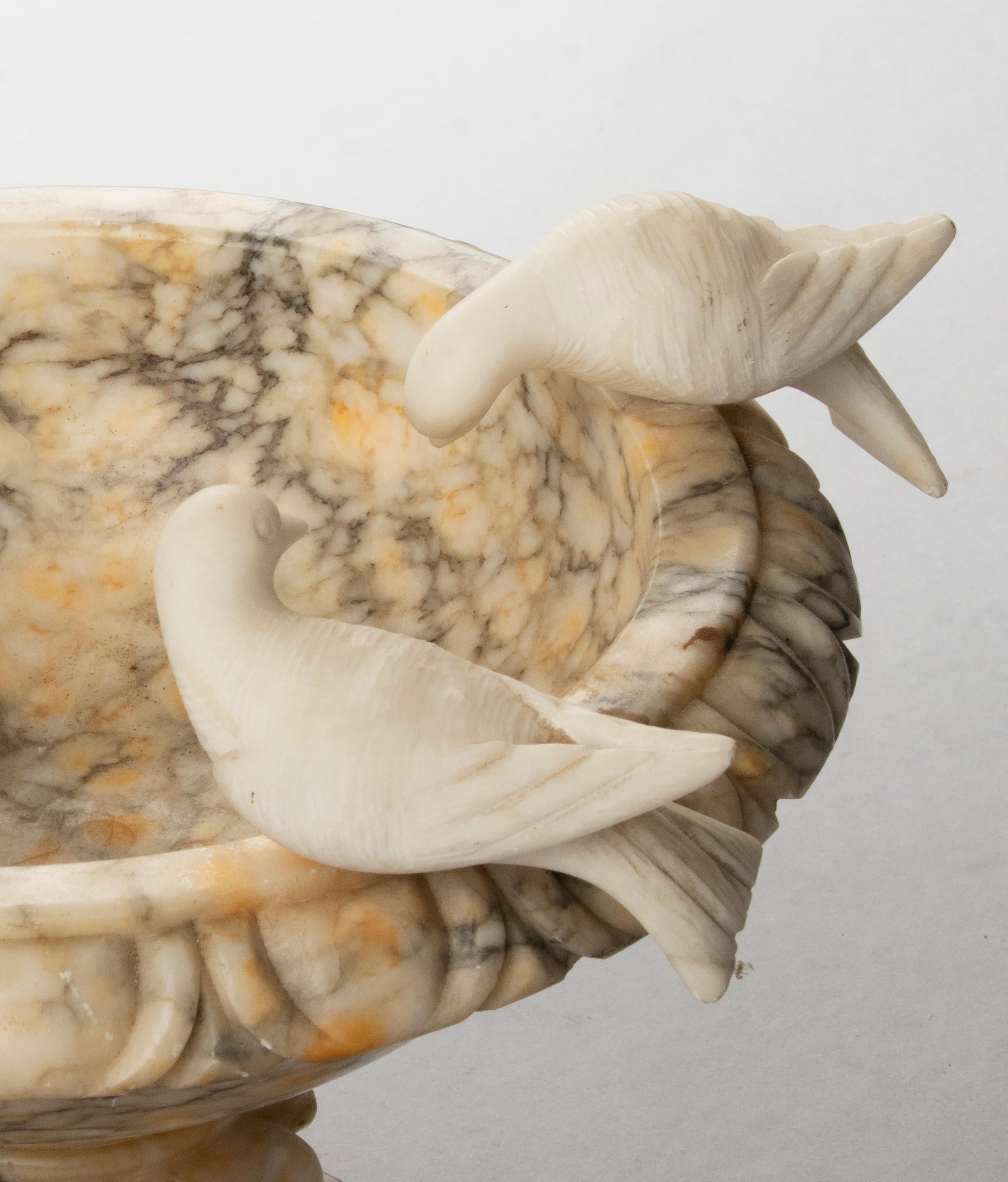 Italian Decorative Vintage Marble Bowl with Birds