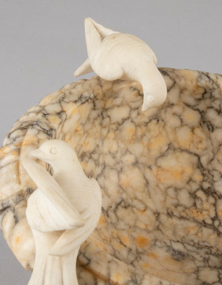 Decorative Vintage Marble Bowl with Birds at 1stDibs