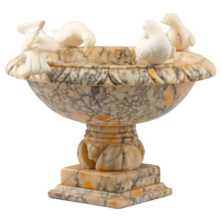 Decorative Vintage Marble Bowl with Birds at 1stDibs
