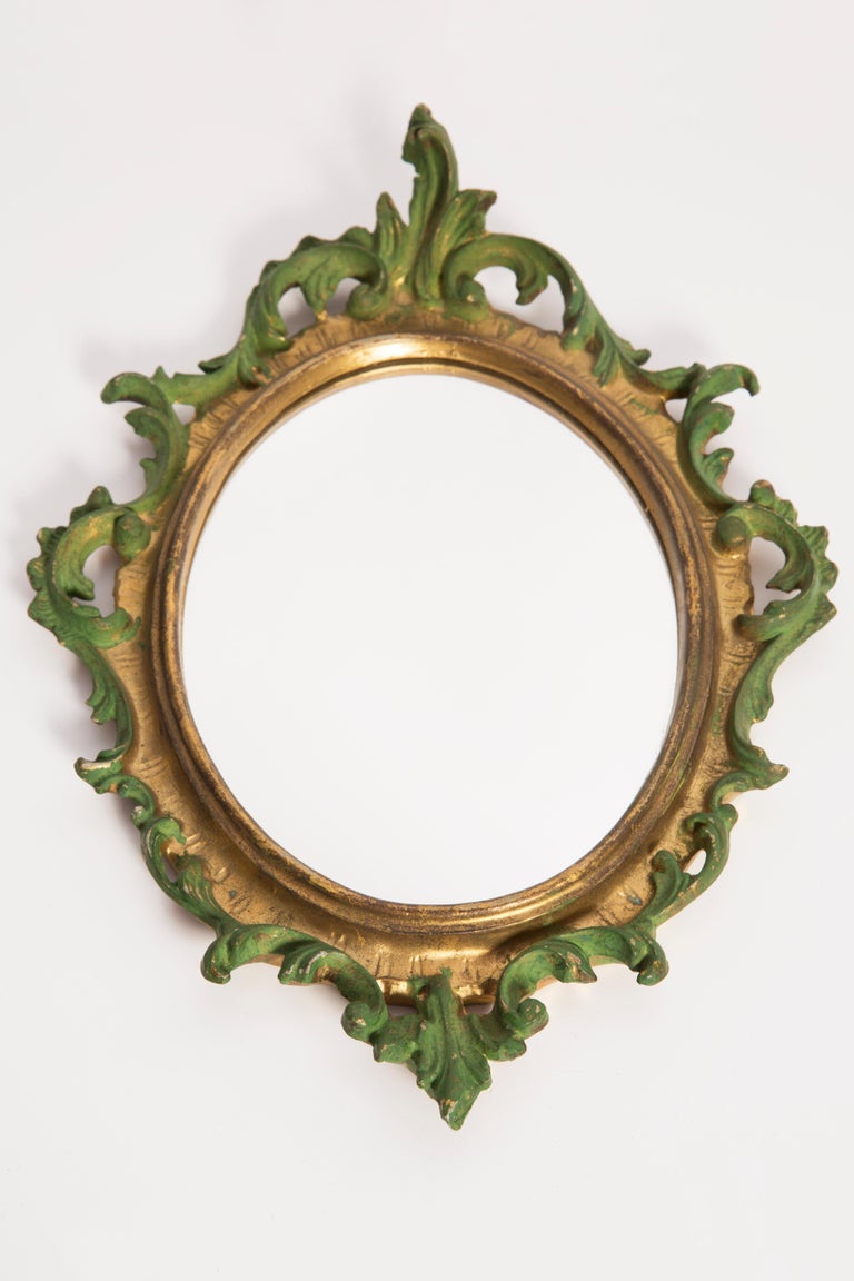 Dekorativer Vintage-Spiegel mit goldenem und grünem Rahmen, Italien, 1960er  Jahre im Angebot bei 1stDibs