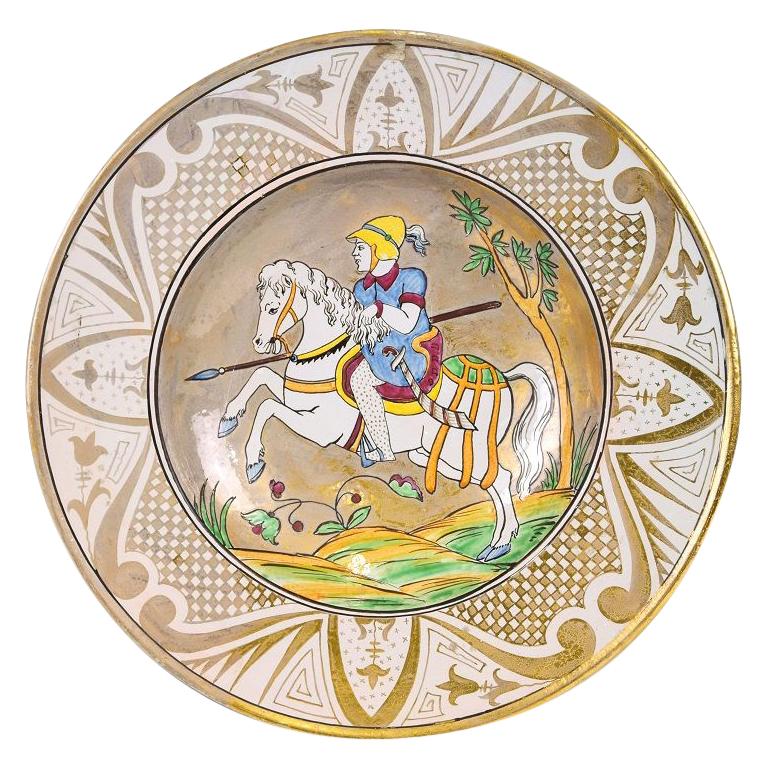 Decorative Vintage Plate, by Molaroni Pesaro, 20th Century For Sale