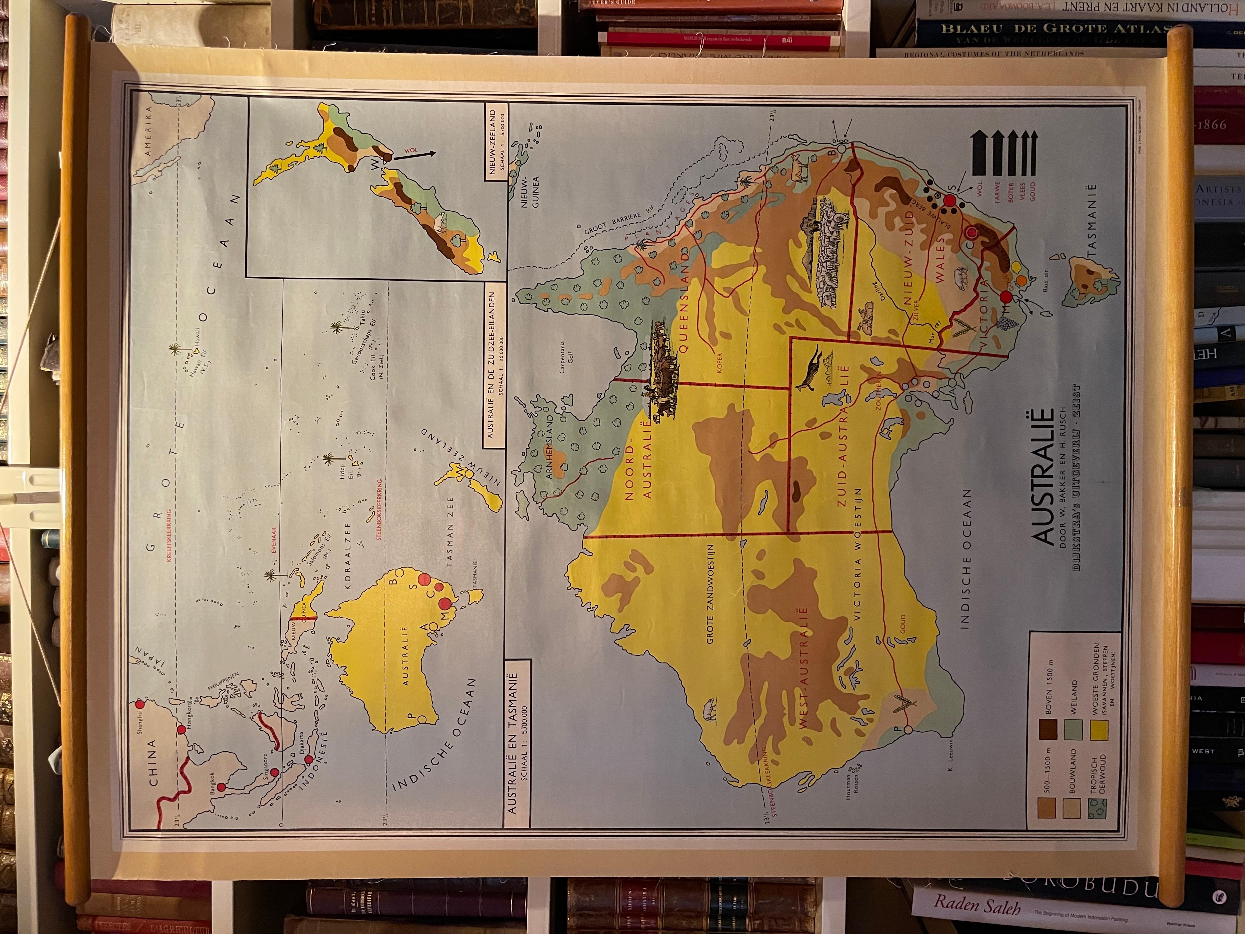 La carte scolaire vintage de l'Australie intitulée 