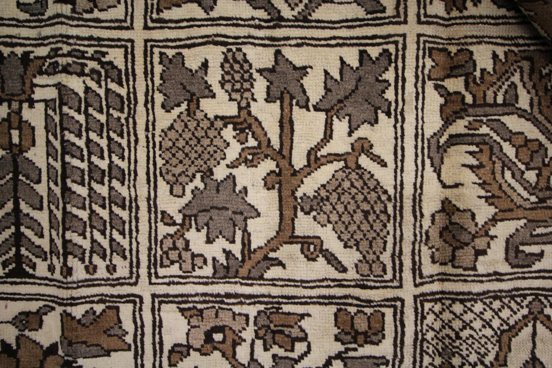 Mid-20th Century Decorative Vintage Rug, Oak Brown Carpet, Tree of Life All Over Rugs For Sale