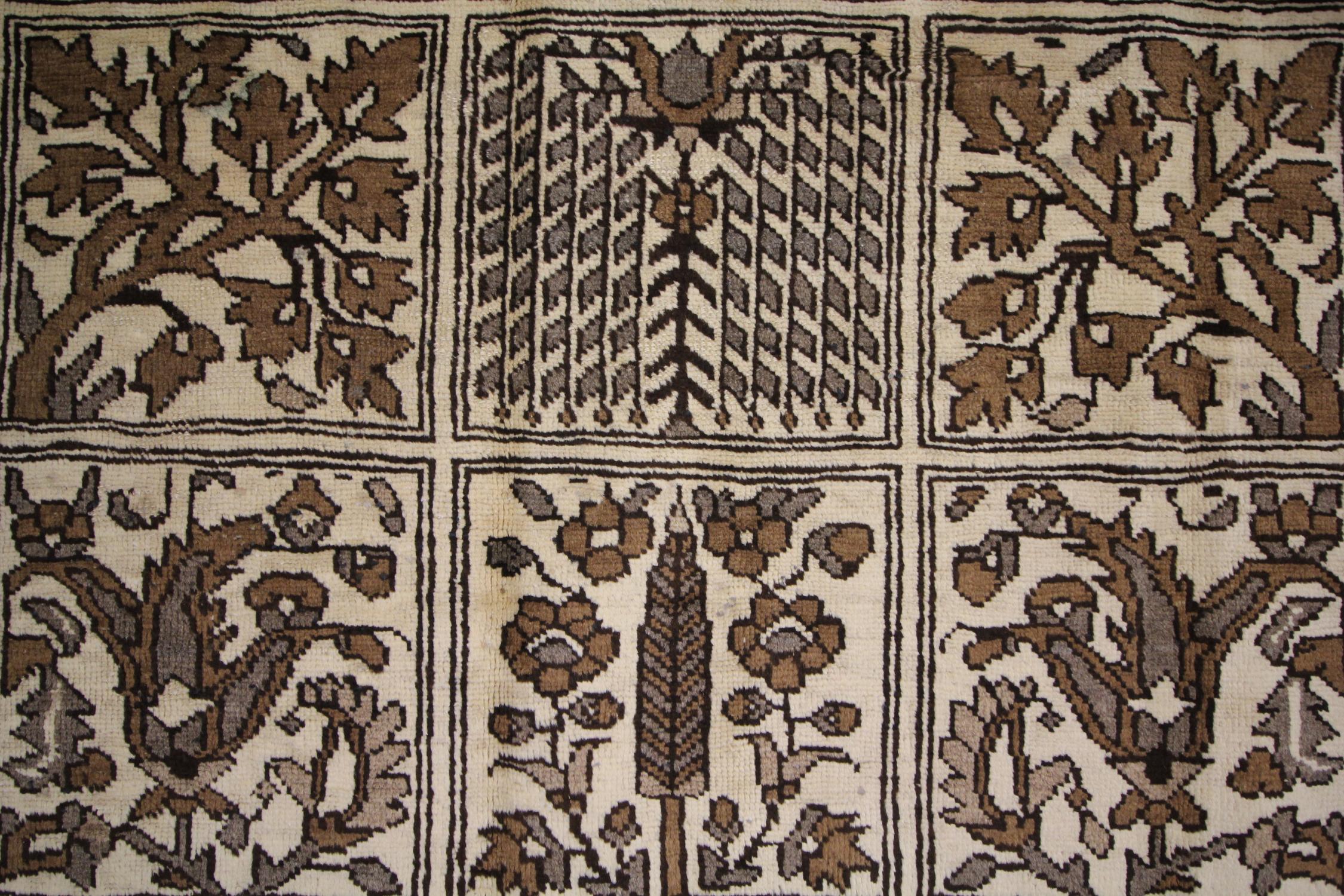 Wool Decorative Vintage Rug, Oak Brown Carpet, Tree of Life All Over Rugs For Sale