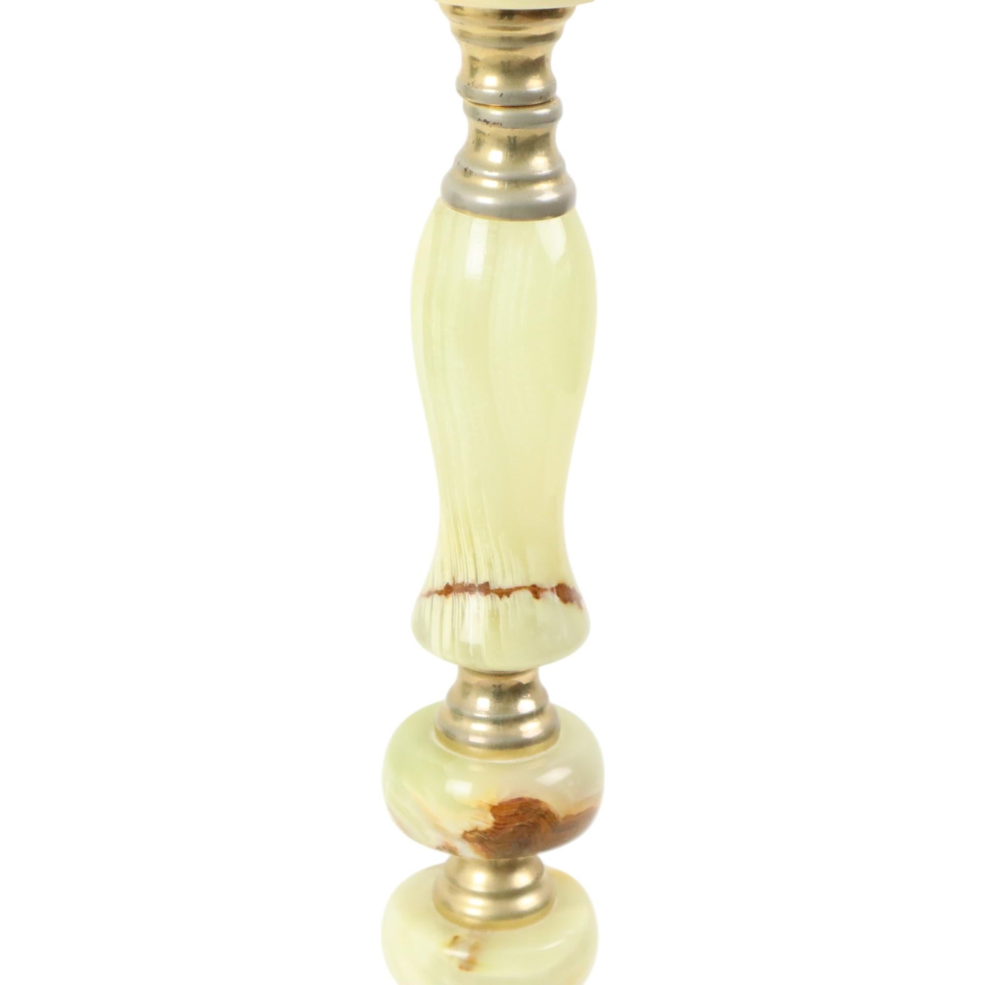 Late 20th Century Decorative Vintage Standing Ashtray Made of Brass and Onyx Marble For Sale