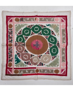 Decorative Vintage Suzani, Samarkand Uzbekistan, Mid 20th C.