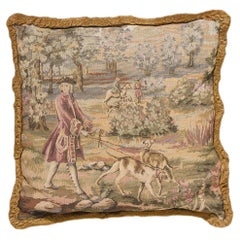 Decorative Vintage Tapestry Pillow, Louis XV Hunting - II Francois Boucher