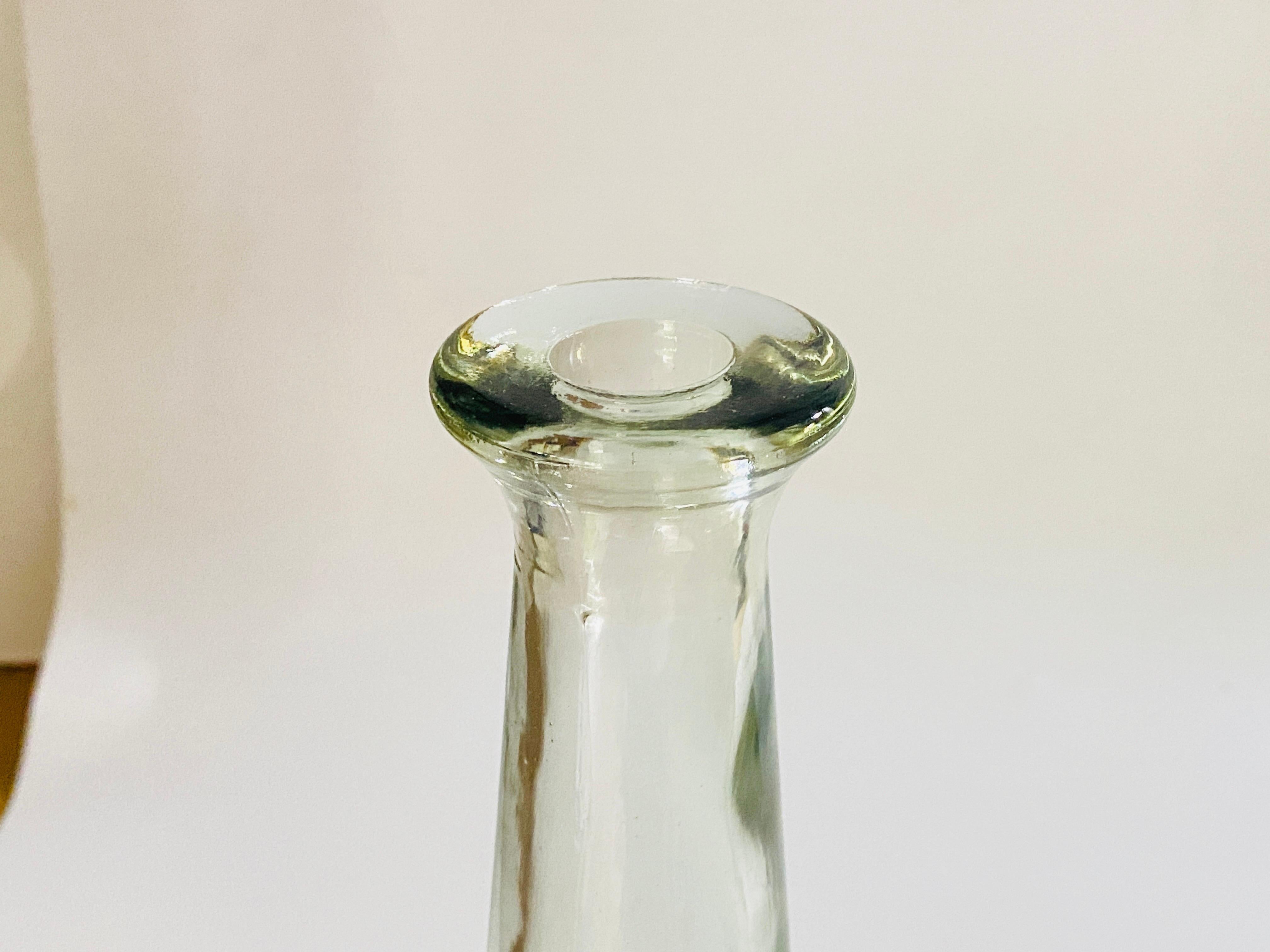 Mid-20th Century Decorative Vintage Transparen Glass Bottles in Glass, France circa 1960 Set of 2 For Sale