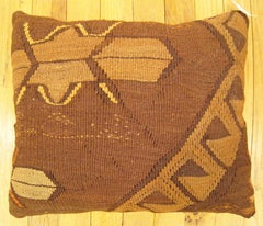 Decorative Vintage Turkish Kilim Pillow with Geometric Abstracts