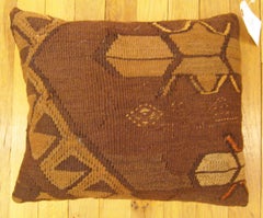 Decorative Vintage Turkish Kilim Pillow with Geometric Abstracts