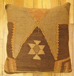 Decorative Vintage Turkish Kilim Pillow with Geometric Abstracts