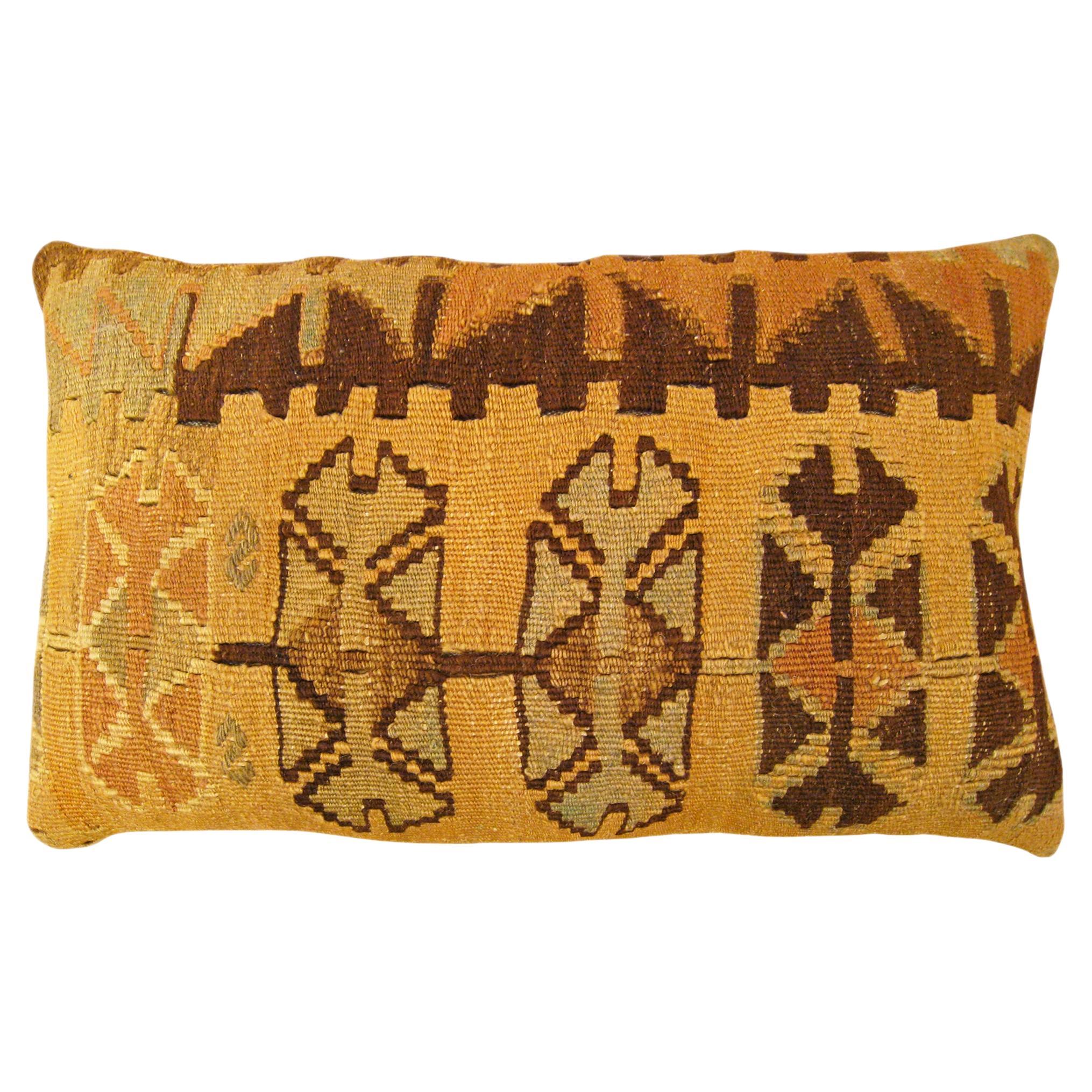 Decorative Vintage Turkish Kilim Pillow with Geometric Abstracts For