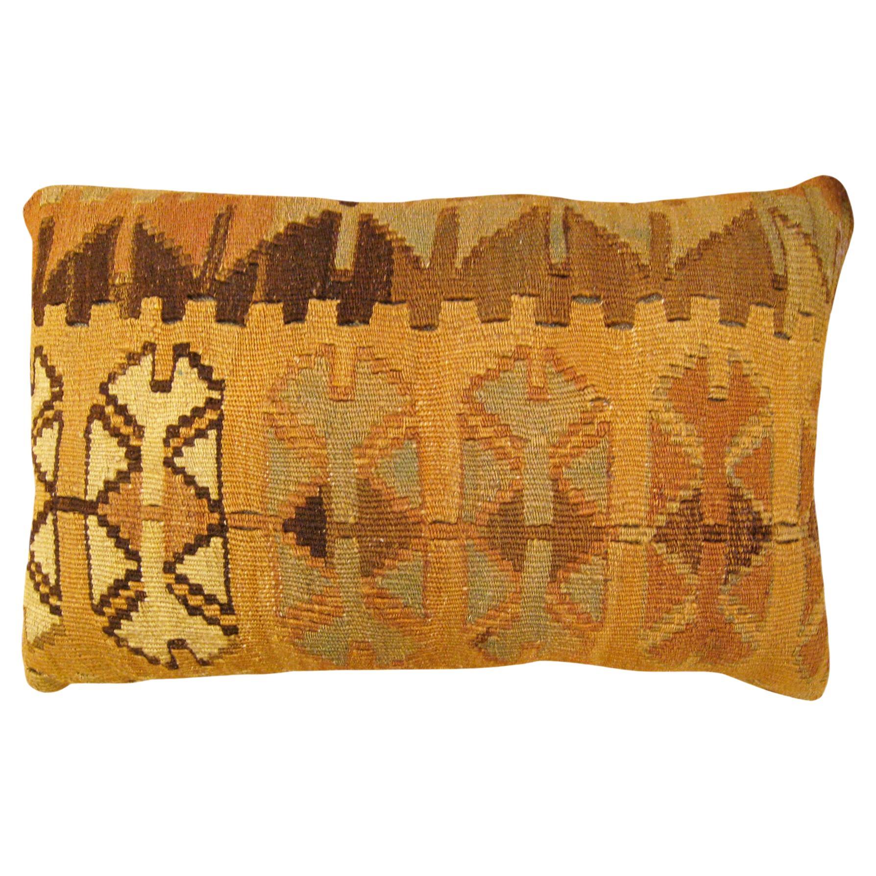 Decorative Vintage Turkish Kilim Pillow with Geometric Abstracts For