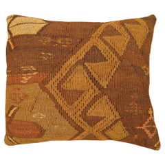 Decorative Vintage Turkish Kilim Pillow with Geometric Abstracts