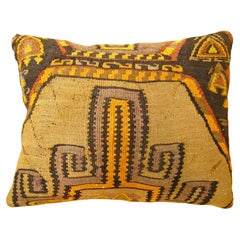 Decorative Vintage Turkish Kilim Rug Pillow with Geometric Abstracts