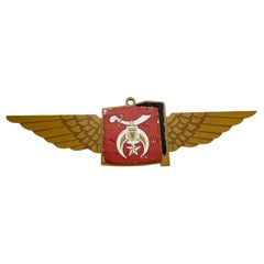 Vintage Shriners Red Emblem Wood Wall Plaque American Masonic Society