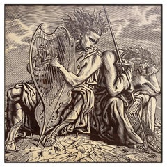 Wood marquetry Contemporary Wall Decor, David and Saul, in Stock