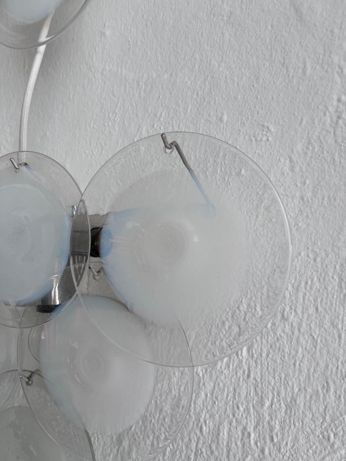 Decorative  Wall Lamps by Vistosi in Clear and White Murano Glass hand made 1970 In Good Condition For Sale In Milano, IT
