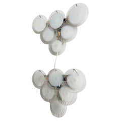 Decorative  Wall Lamps by Vistosi in Clear and White Murano Glass hand made 1970