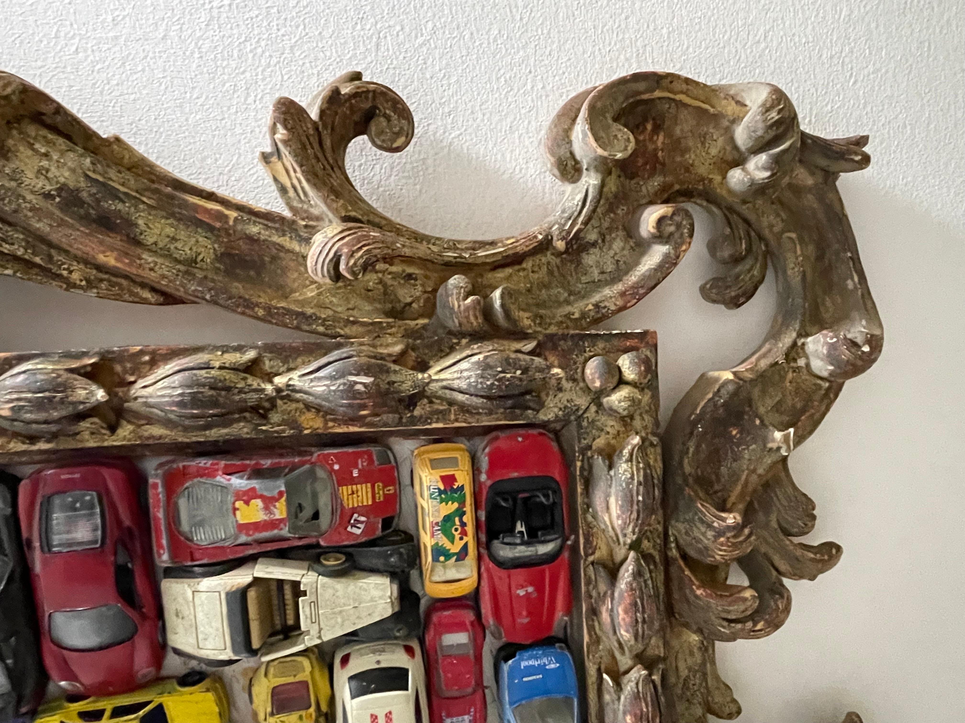 Decorative Wall Large Picture Frame Baroque Cars Modeling 1960s Pop Art In Good Condition For Sale In Palermo, Sicily