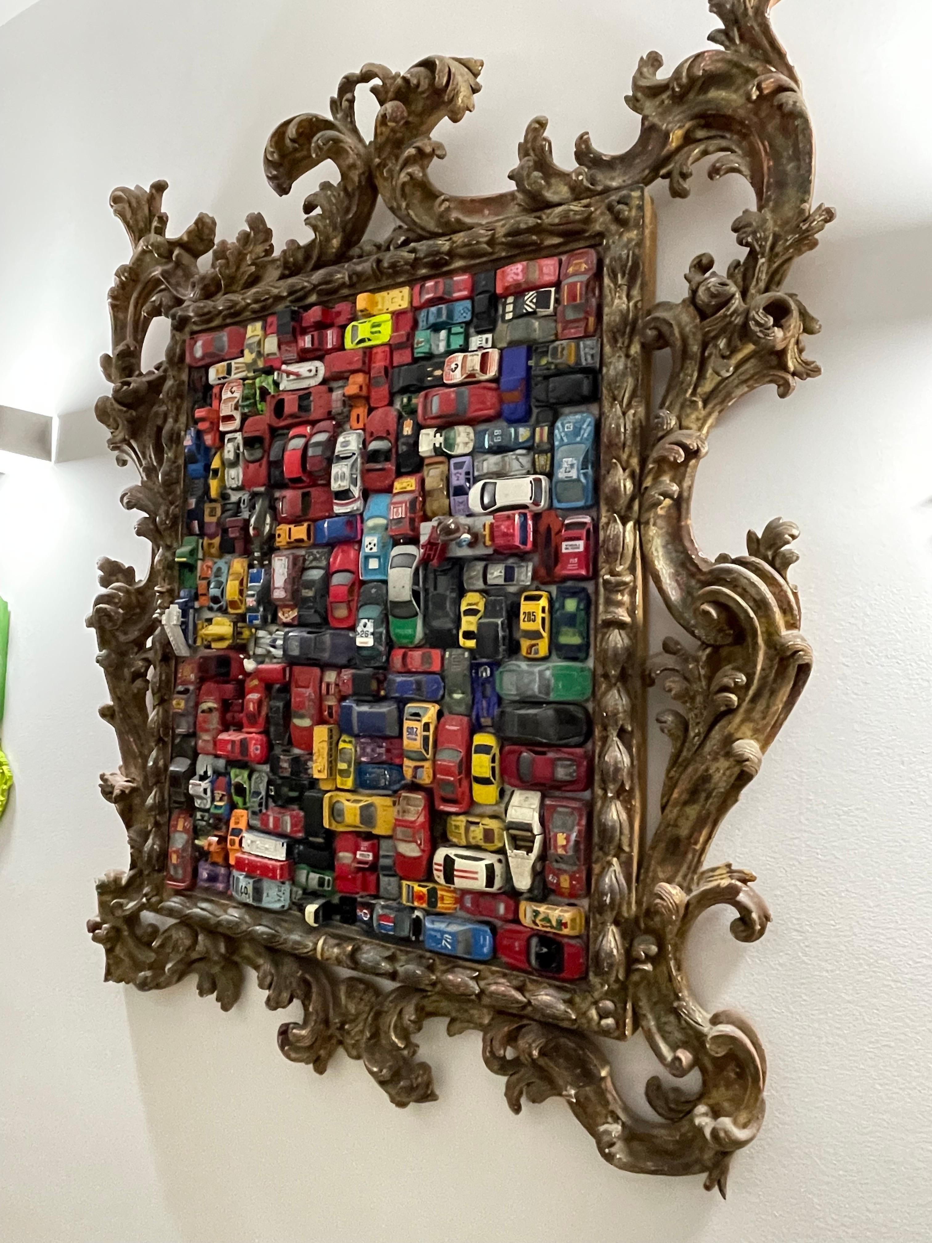 Late 20th Century Decorative Wall Large Picture Frame Baroque Cars Modeling 1960s Pop Art For Sale