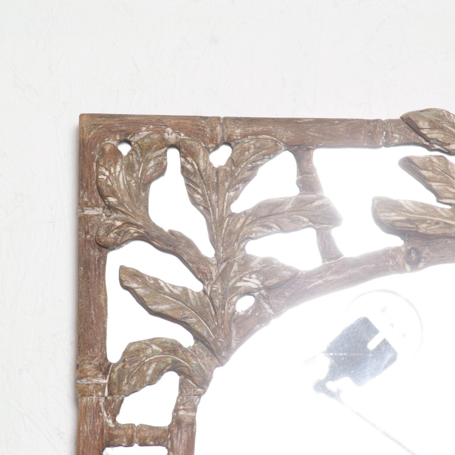 Hand-Carved 1960s Wall Mirror Hand Carved Wood Frame For Sale