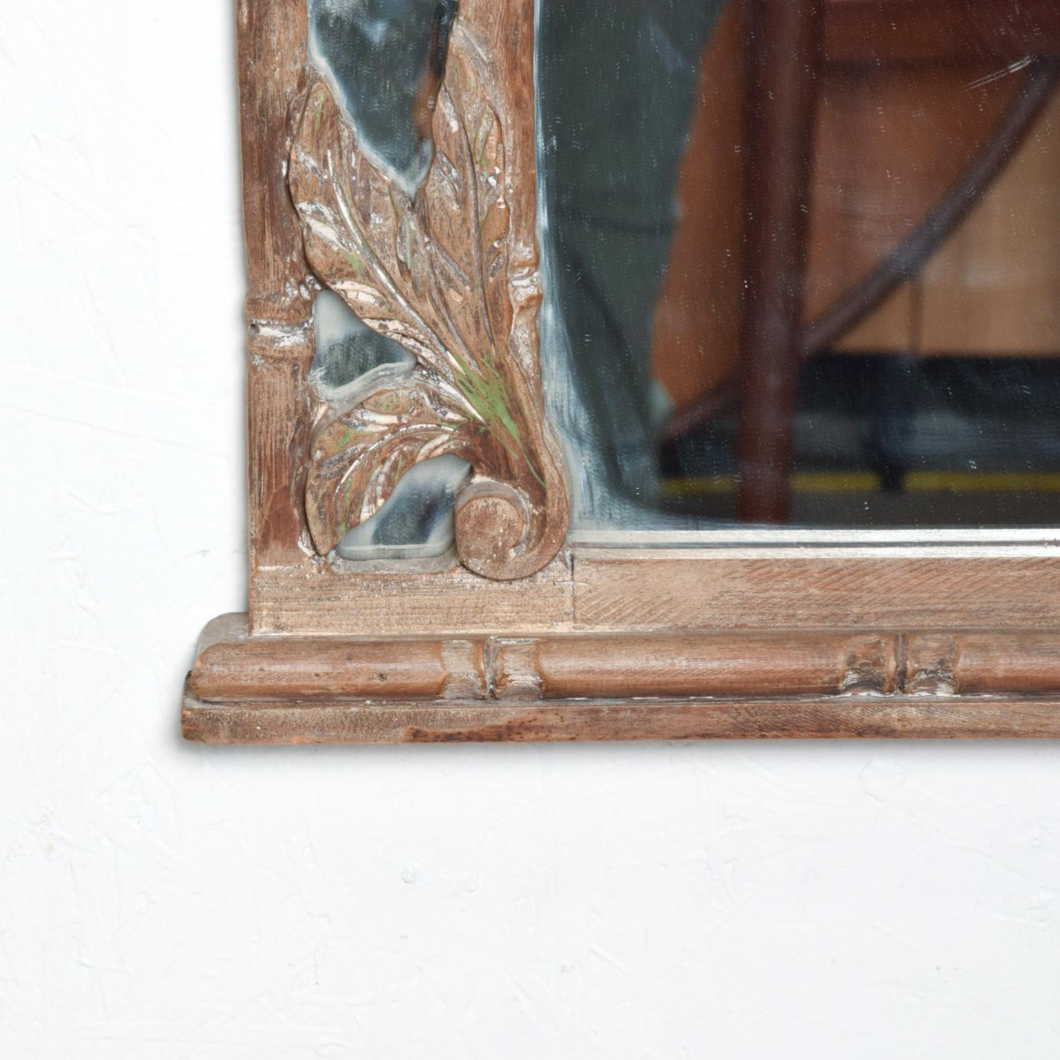 Mid-20th Century 1960s Wall Mirror Hand Carved Wood Frame For Sale