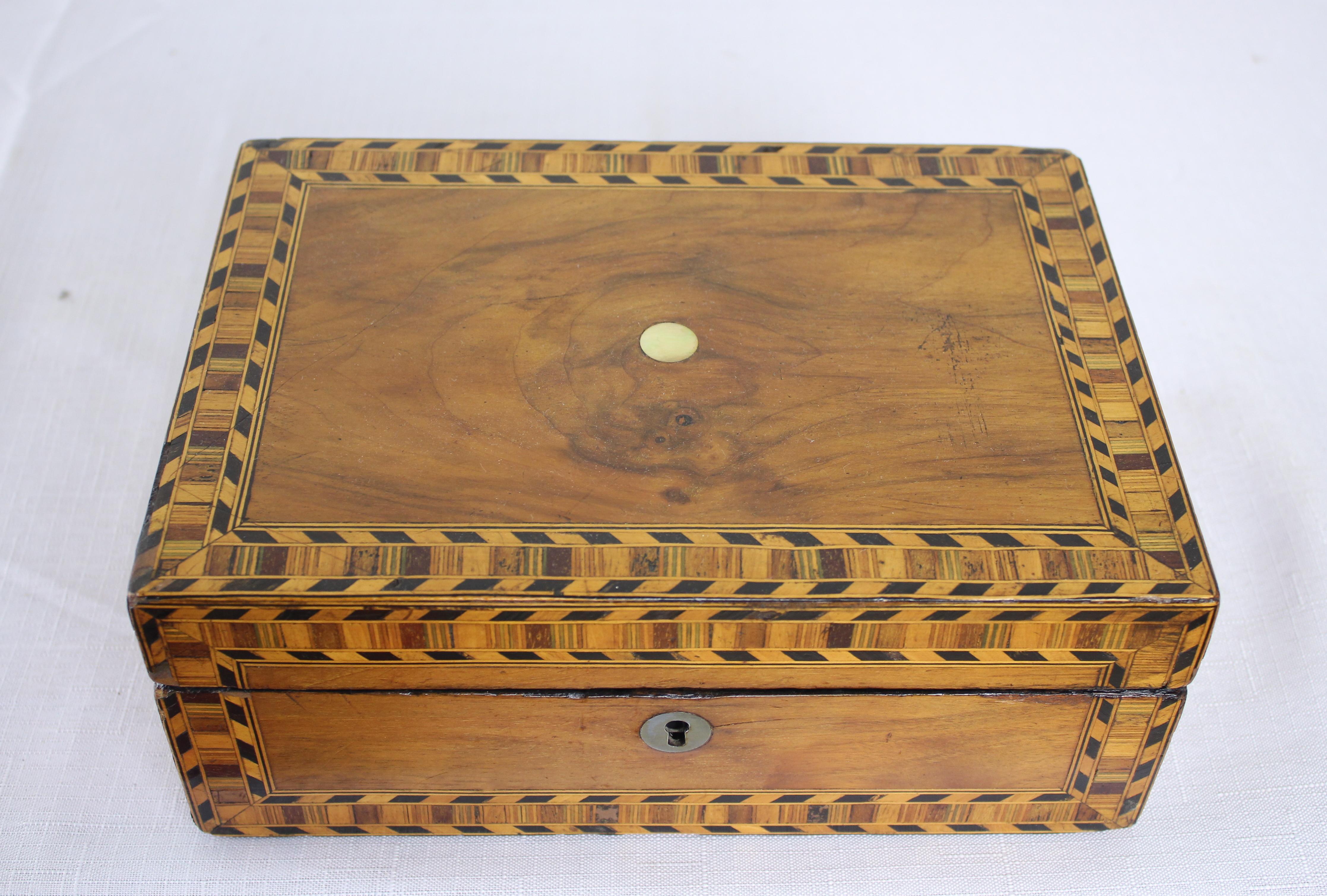 Decorative Walnut Tumbridgeware Box For Sale at 1stDibs
