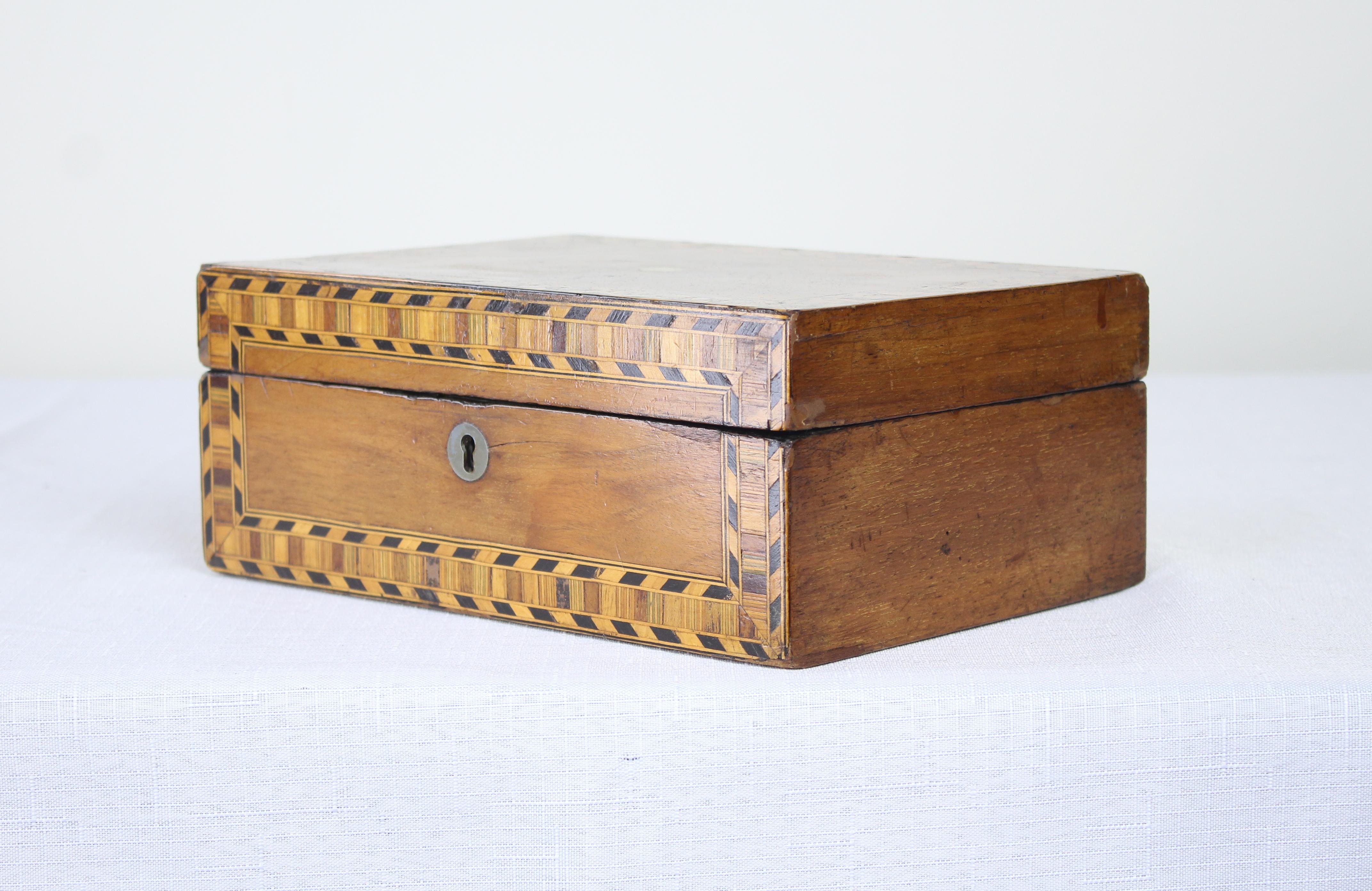 English Decorative Walnut Tumbridgeware Box