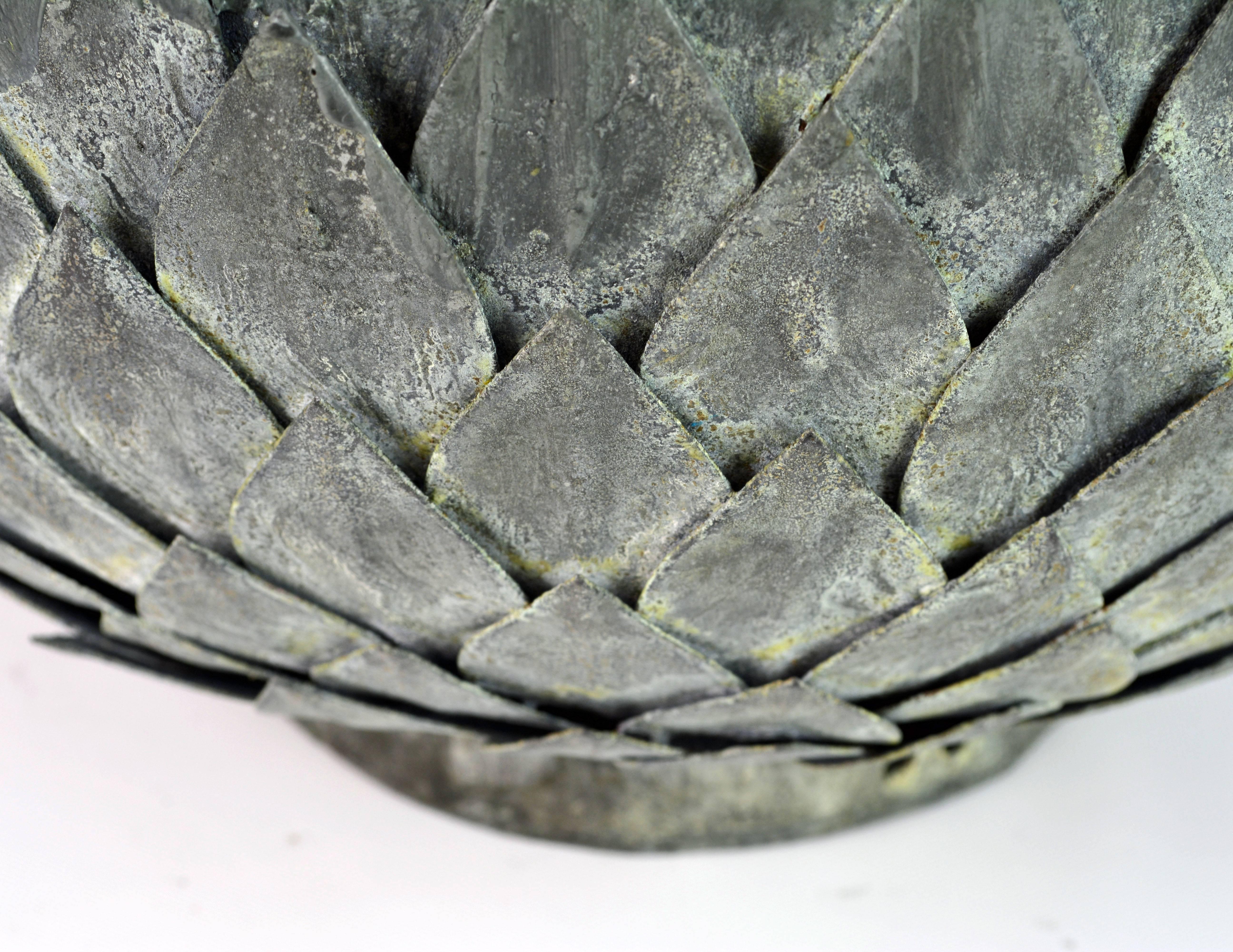 Decorative Welded and Patinated Metal Laurel Leaf Ball or Fountain Head In Good Condition In Ft. Lauderdale, FL