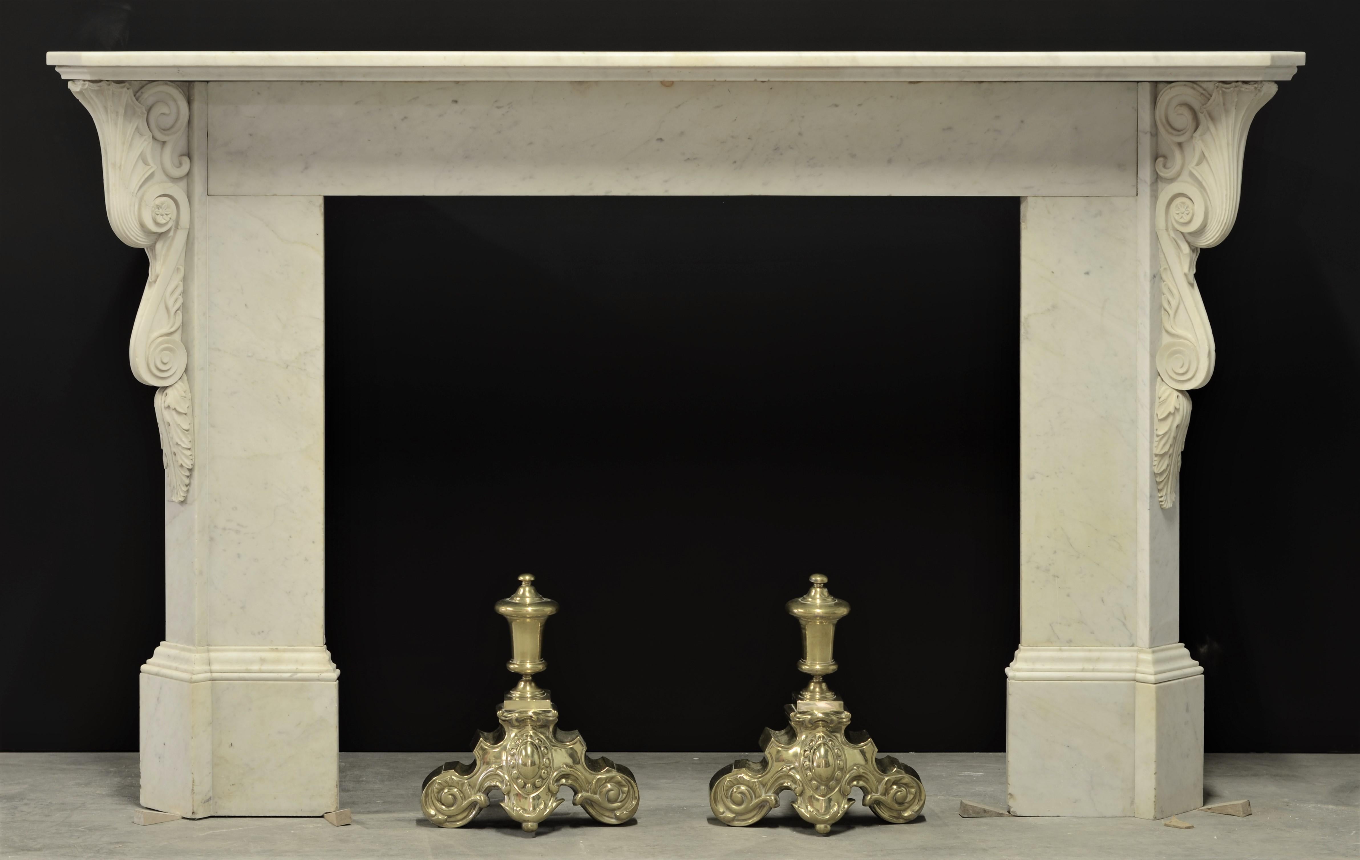 Dutch Decorative White Marble Fireplace Mantel