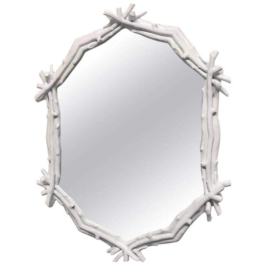 Miroir décoratif à brindilles blanches
