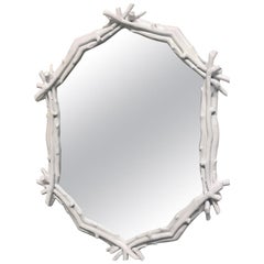 Decorative White Twig Mirror