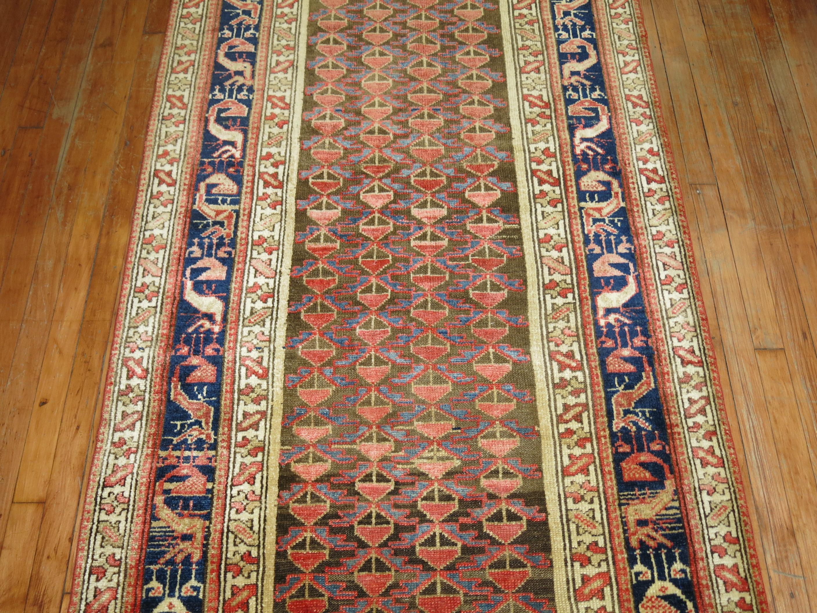 Decorative Wide Traditional Persian Malayer Long Runner In Good Condition For Sale In New York, NY