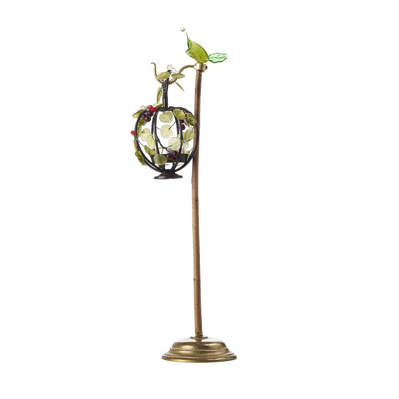 Centrotavola portacandele decorativo in Wood Wood con bacche e foglie in vetro No. 1 in vendita 2