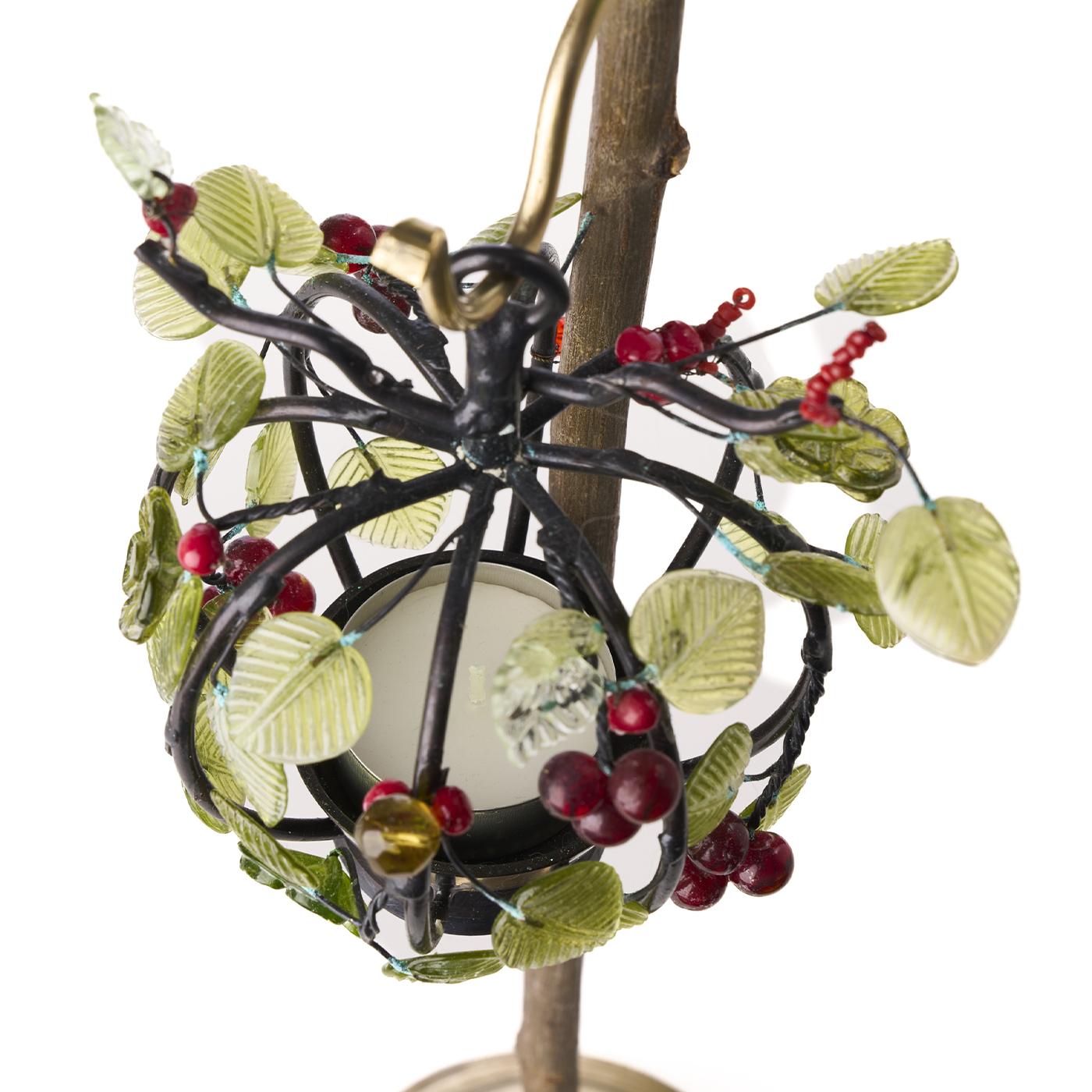 Dekorativer Kerzenständer aus Holz mit Glasbeeren und Blättern Nr. 3 im Zustand „Neu“ im Angebot in Milan, IT