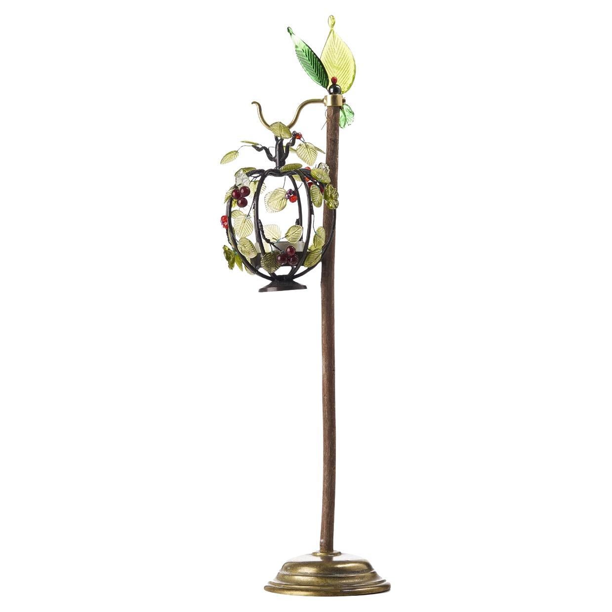 Centrotavola portacandele decorativo in Wood Wood con bacche e foglie in vetro No. 3