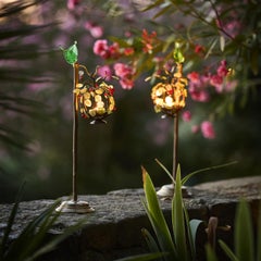 Dekorativer Kerzenständer aus Holz mit Glasbeeren und Blättern Nr. 4