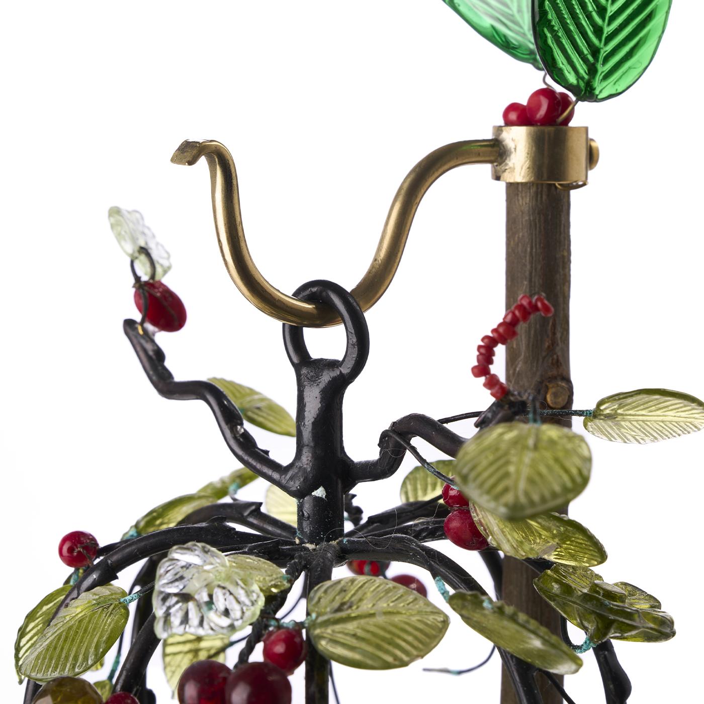 Dekorativer Kerzenständer aus Holz mit Glasbeeren und Blättern Nr. 4 im Angebot 1