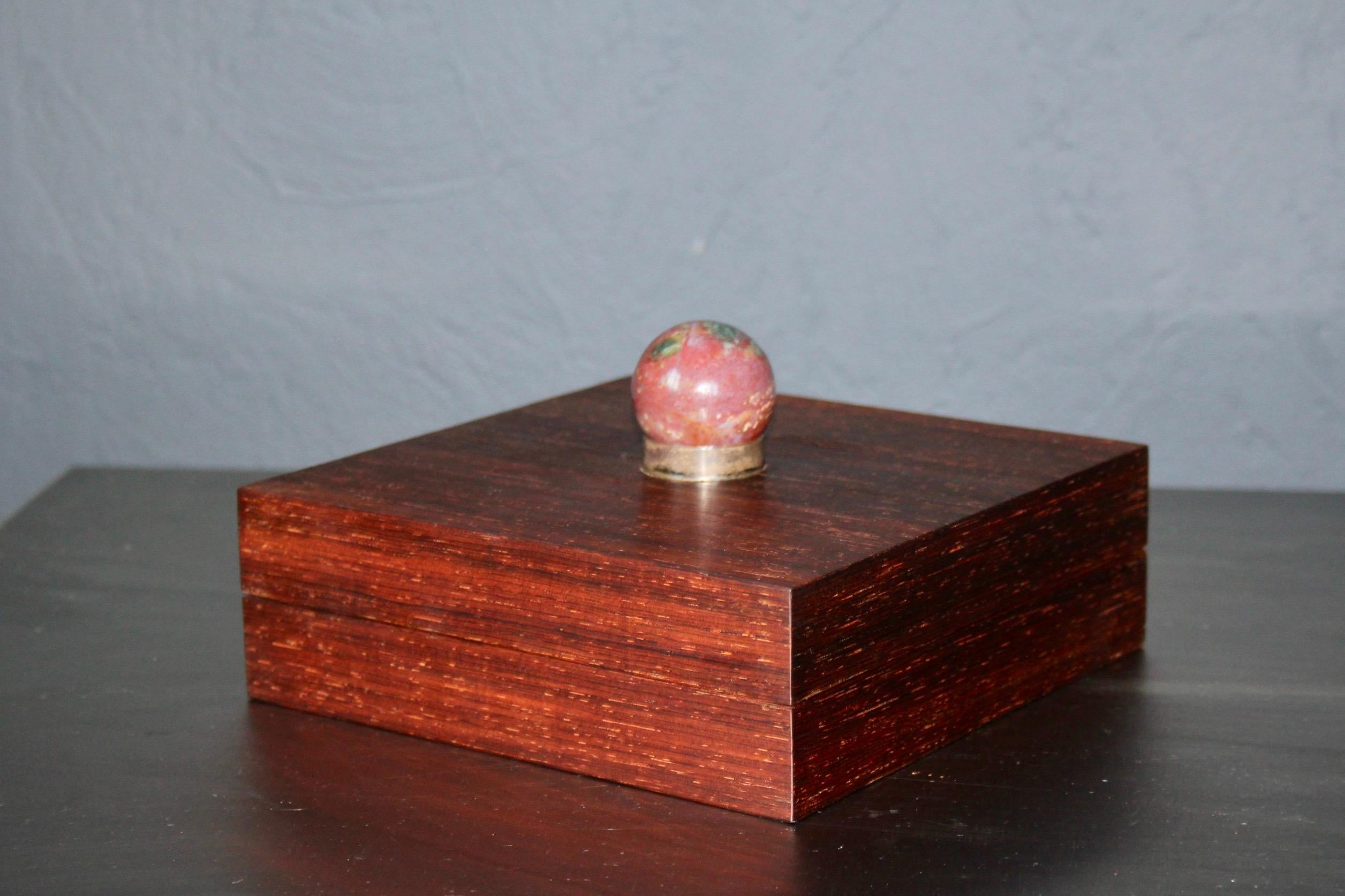 Decorative wood metal and stone box.