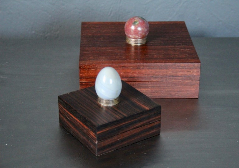 Decorative Wood Metal and Stone Box For Sale at 1stDibs