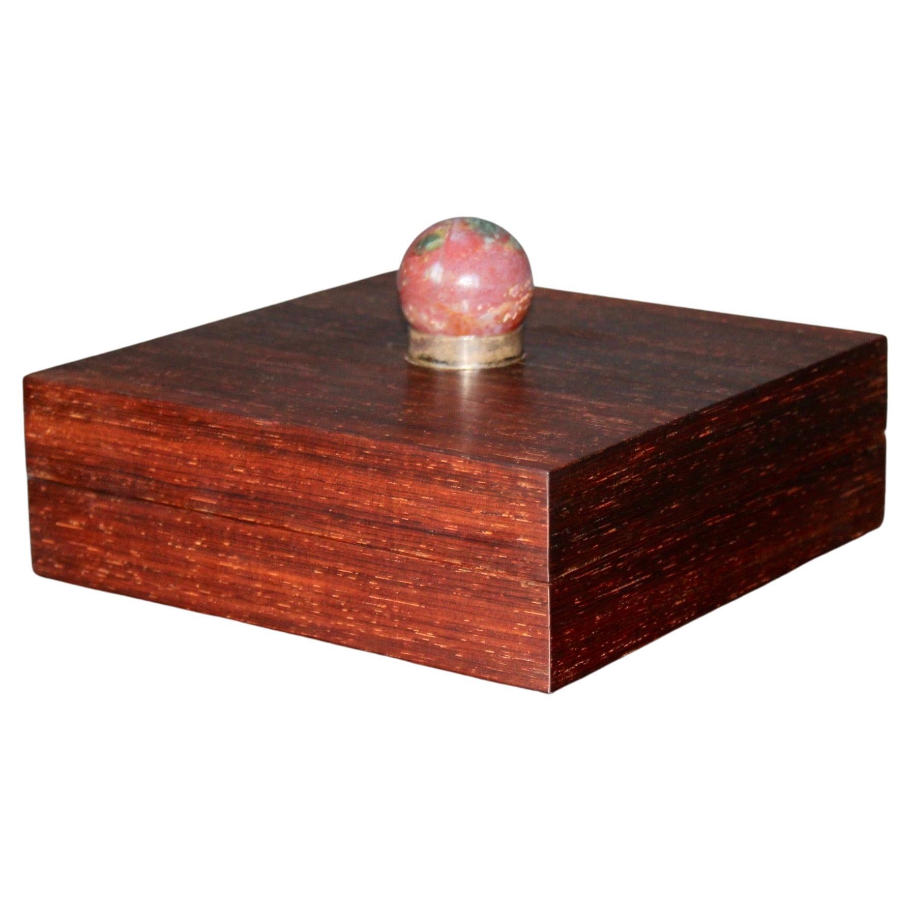 Decorative Wood Metal and Stone Box For Sale