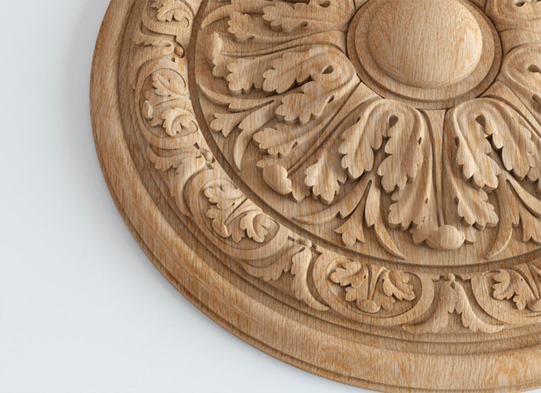 Decorative Wood Rosette Door Trim, Unfinished Carved Wood Medallion For