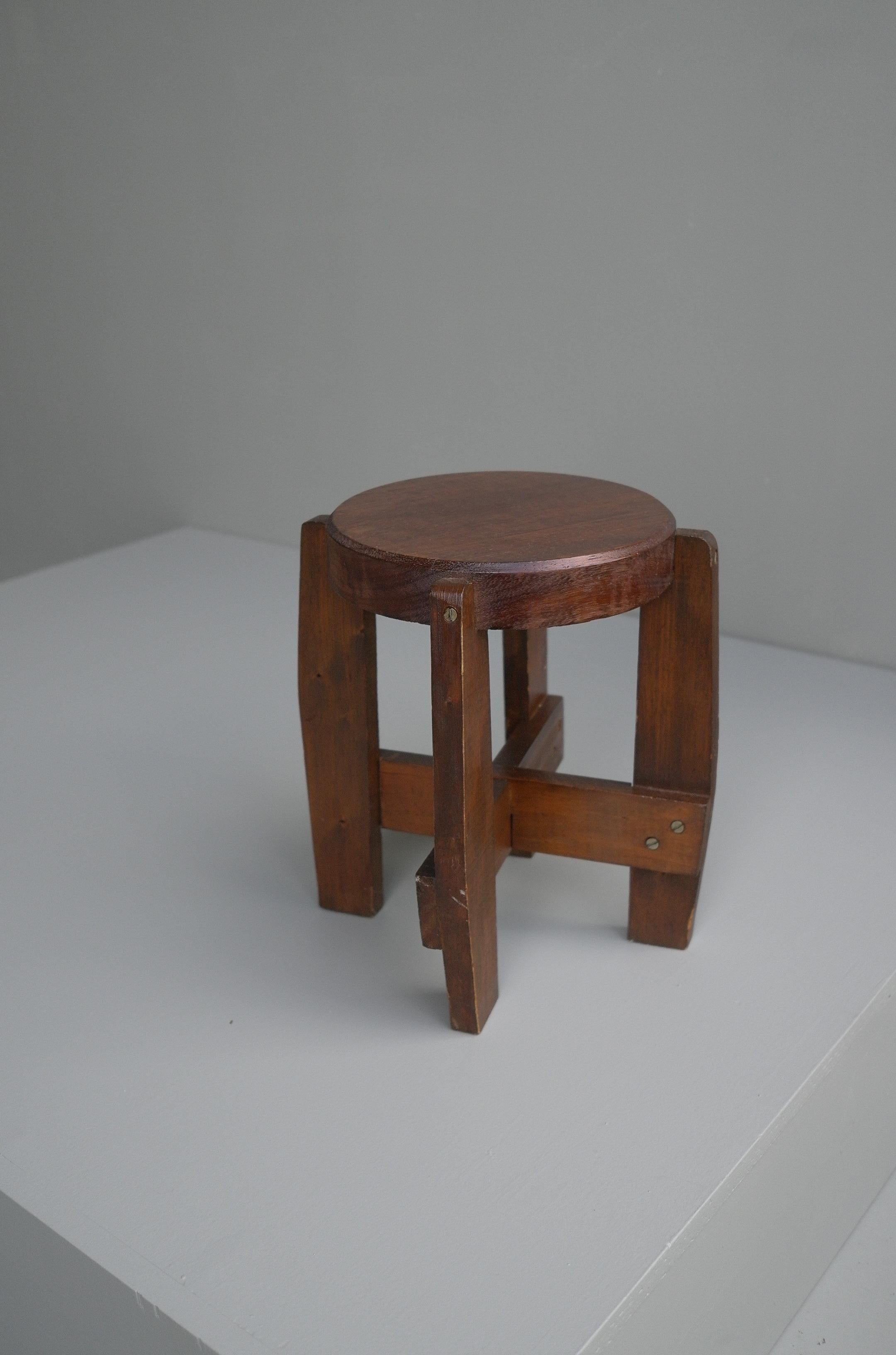 Mid-Century Modern Decorative Wooden Art Deco Stool or Small Side Table, Cubism, 1930's