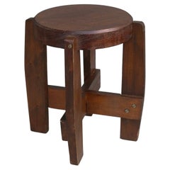 Decorative Wooden Art Deco Stool or Small Side Table, Cubism, 1930's