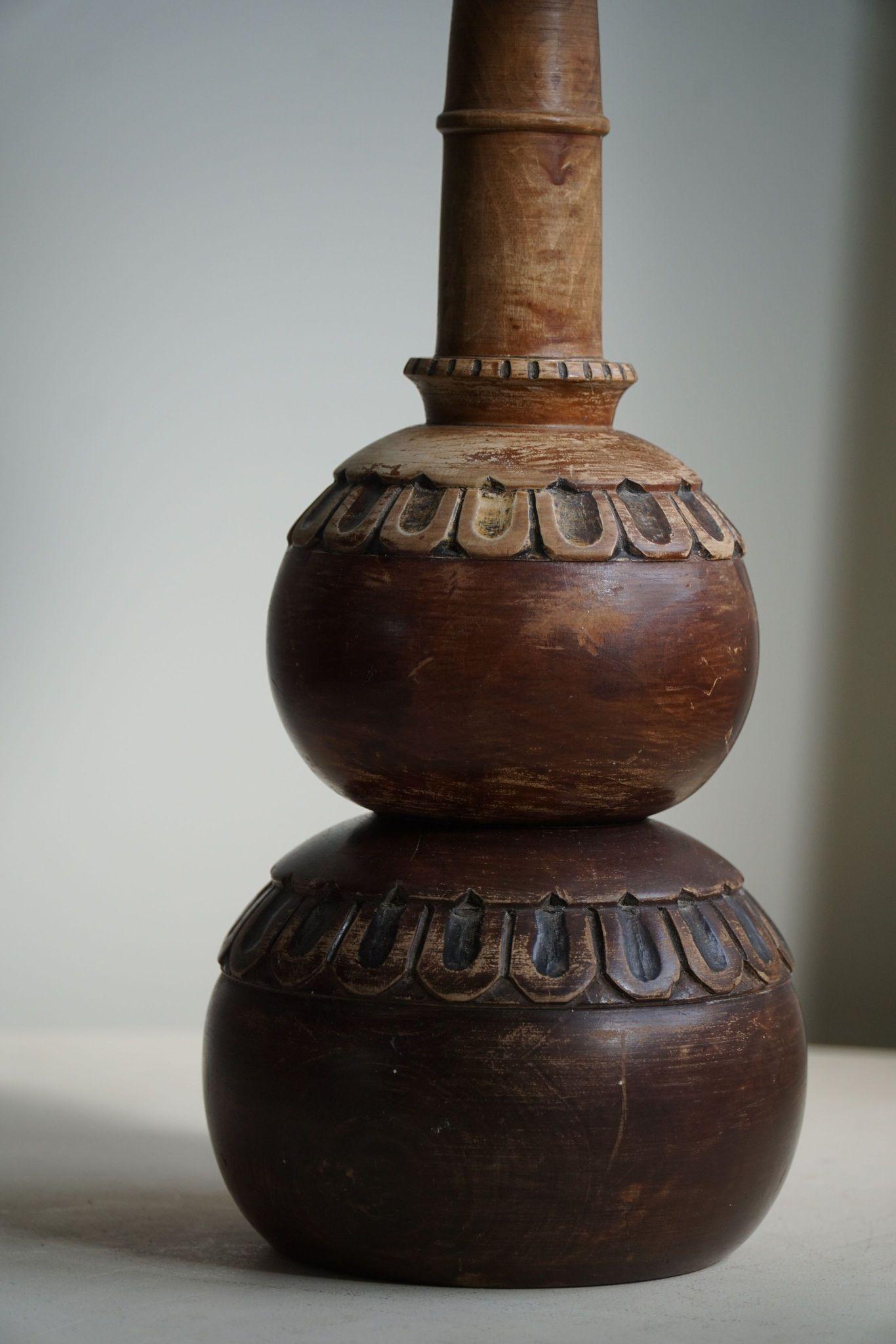 Decorative Wooden Art Deco Table Lamp, Danish Modern, 1940s In Good Condition In Odense, DK