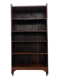 Decorative Wooden Bookcase on Casters - Early 20th Century Open-Shelf Storage