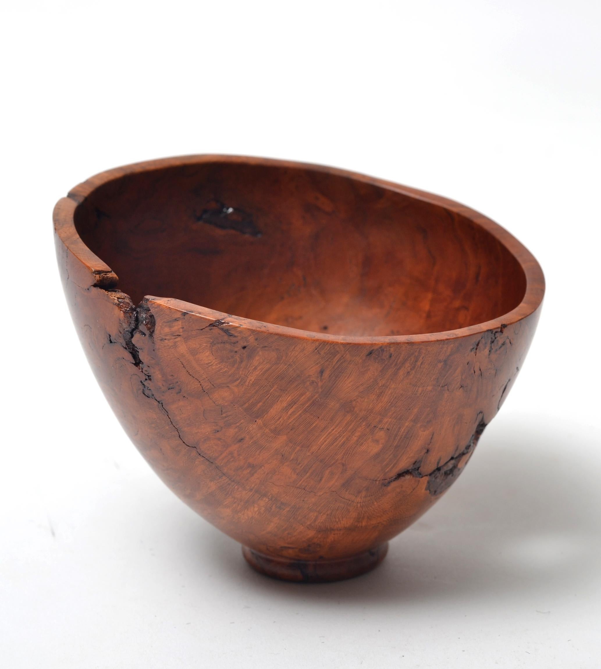 A beautiful, signed decorative wooden vessel form by renowned woodworker Dustin Coates.