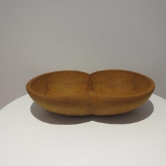 Decorative Wooden fluted Double Bowl by David Pye OBE